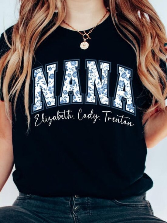 Tops - Mimi Shirt with Grandkids Names, Custom Kids Names Grandma Shirt,